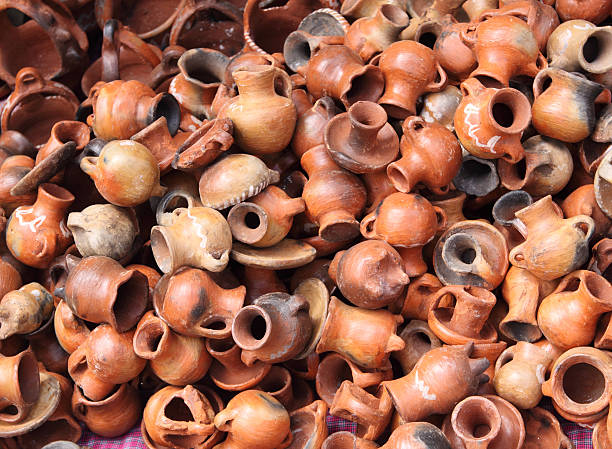 A pile of pottery for sale at a stand in Guatemala
