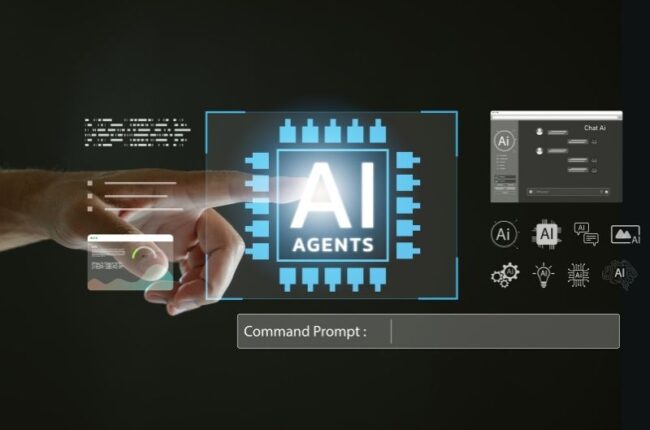 Business team reviewing artificial intelligence solutions in a professional workspace.