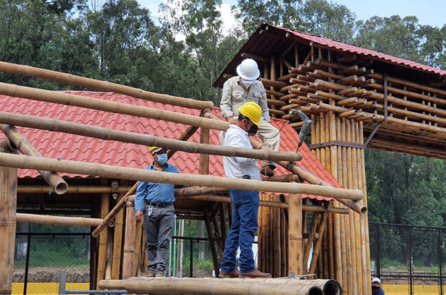 Bamboo structure under construction in Guatemala showing the material’s use in sustainable building