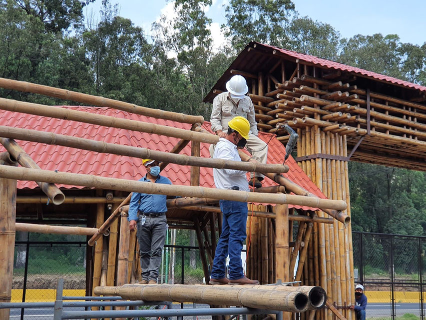 Bamboo structure under construction in Guatemala showing the material’s use in sustainable building